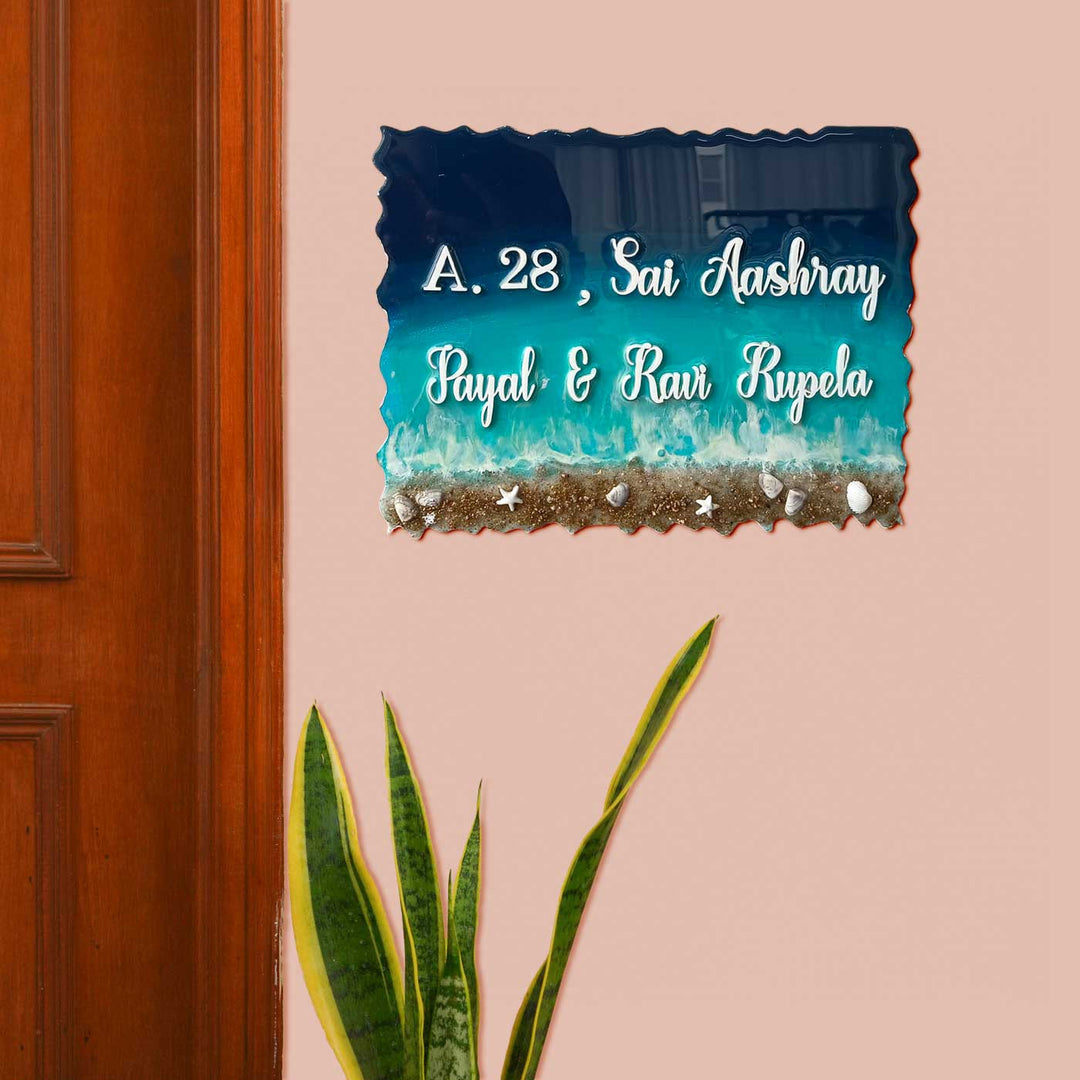 Personalized Beach & White Resin Name Plate