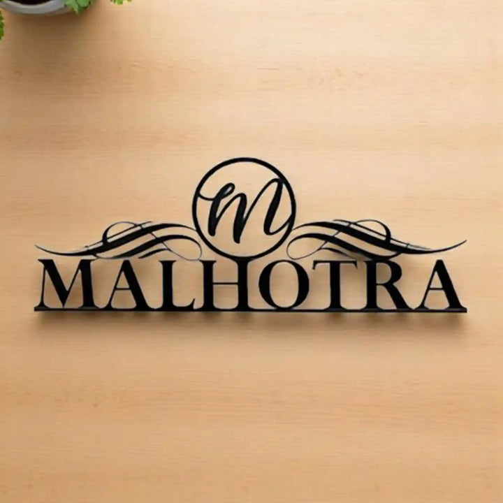 Personalized Laser Cut Minimal Black Metal Name Plate