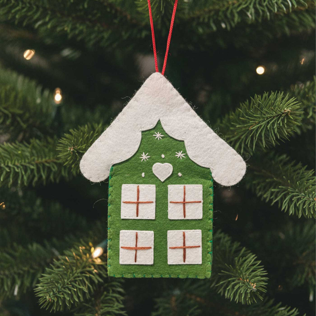 Handmade Felt Gingerbread House Christmas Ornaments