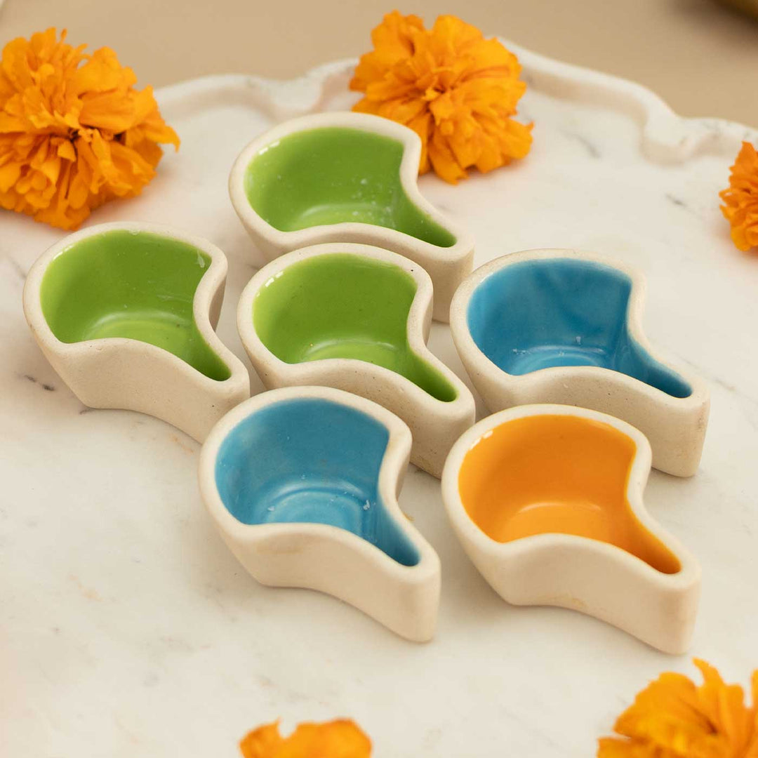 Set Of 6 | Handmade Deep Jyoti Ceramic Oil Lamp / Diya