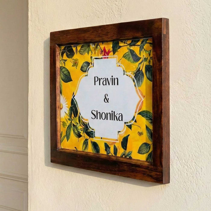 Yellow Garden Personalized Framed Rectangle Resin Name Plate