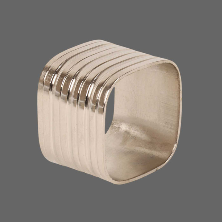 Handmade Silver Square Napkin Rings | Set Of 6