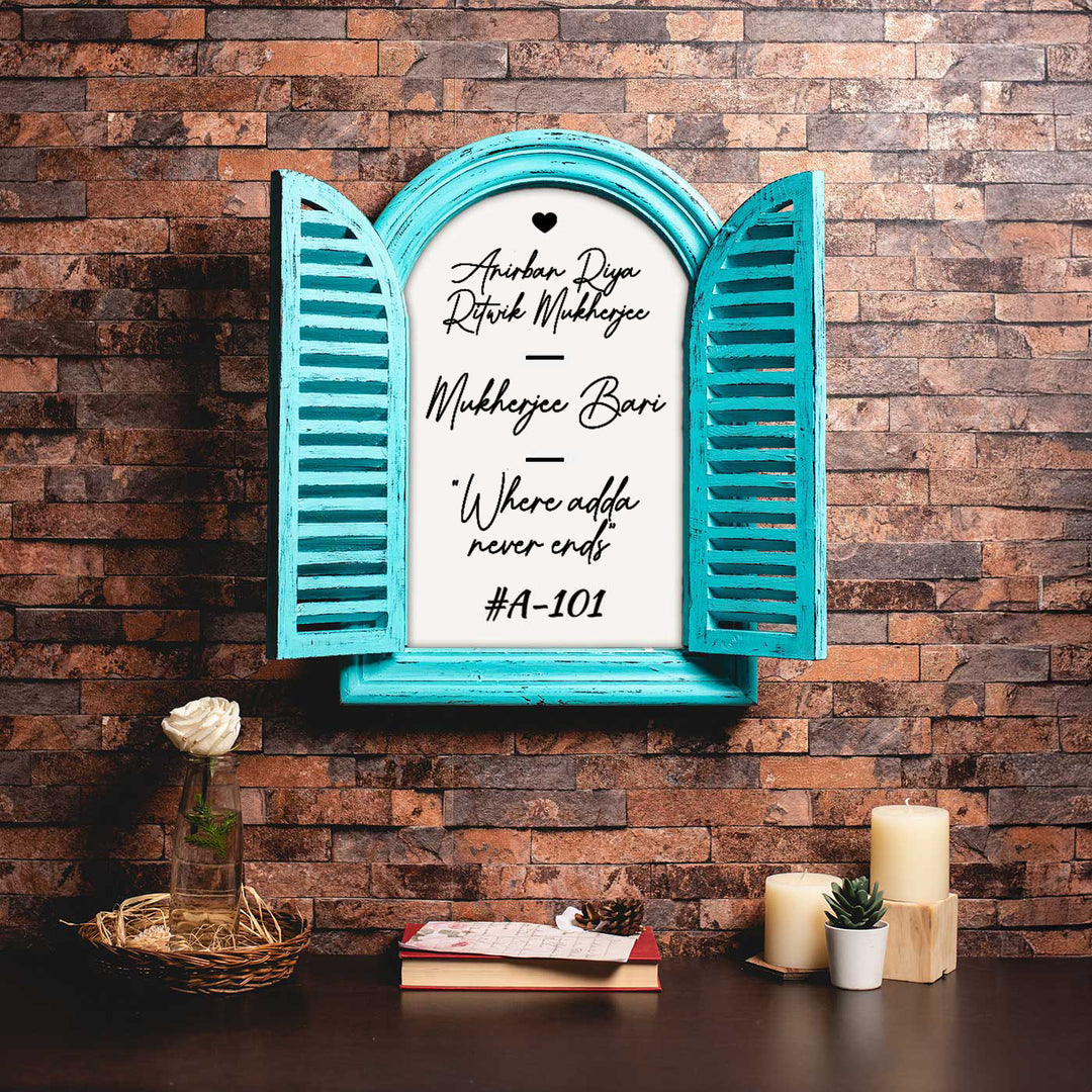 16x22 in | Arched Vintage Window Personalised Distress Finish Pine Wood Nameplate