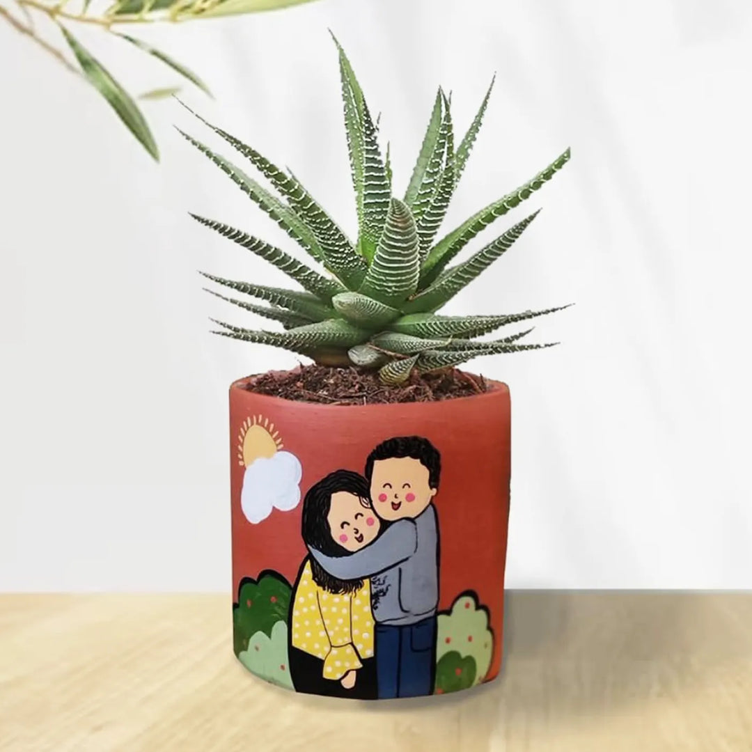 Photo Personalized Hand-Painted Caricature Illustration Terracotta Planter Pot