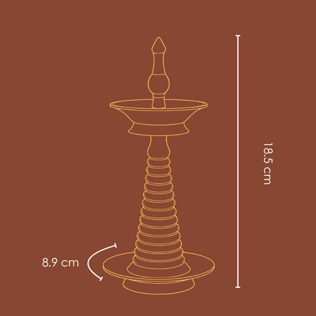 Handmade Borosilicate Nilavilakku Glass And Brass 5-Wick Oil Lamp For Pooja Decor | Tall