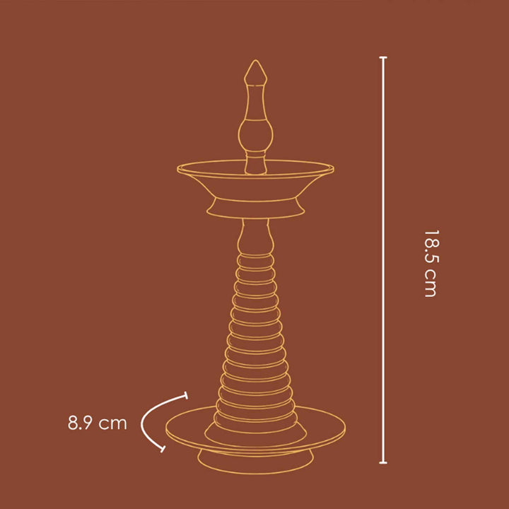 Handmade Borosilicate Nilavilakku Glass And Brass 5-Wick Oil Lamp For Pooja Decor | Tall