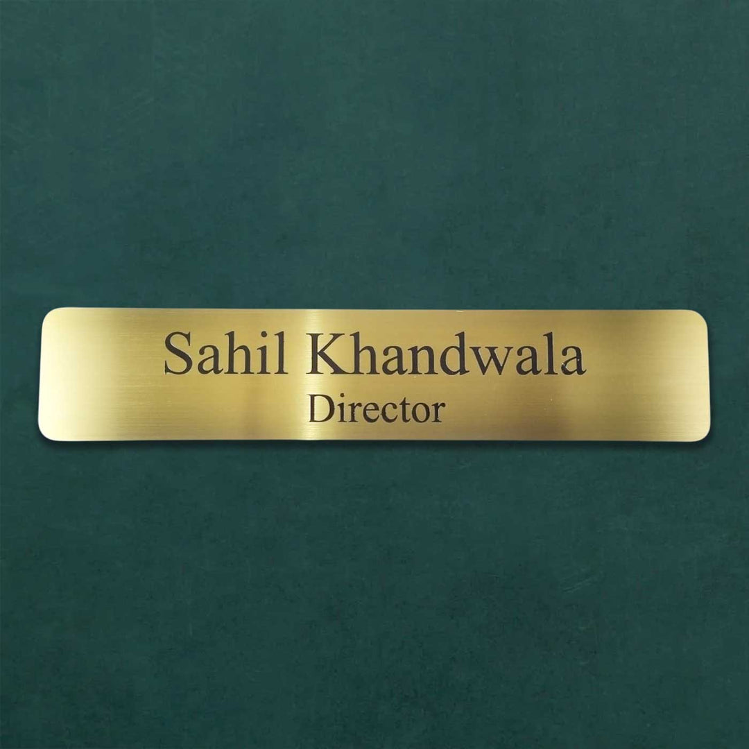 Personalized Weatherproof Sleek Gold Stainless Steel Name Plate - Name Personalization Example