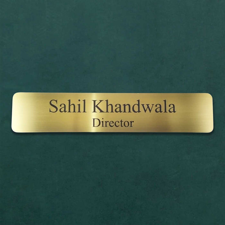 Personalized Weatherproof Sleek Gold Stainless Steel Name Plate - Name Personalization Example