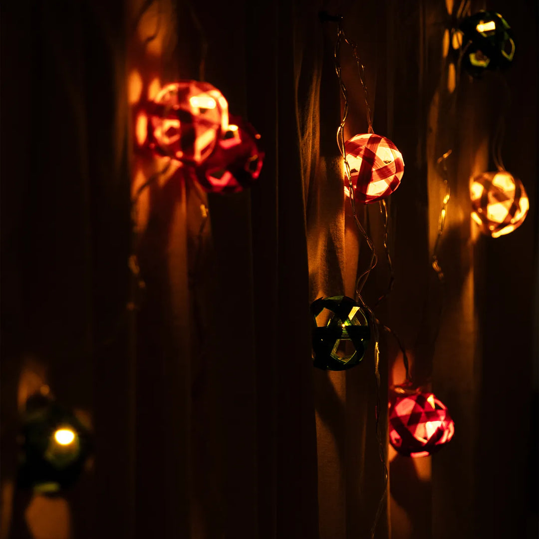 Multicoloured Star Full Moon Eco-Friendly Handmade Woven Bamboo Fairy Light | 3 meters