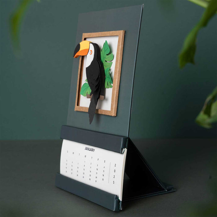 Handmade 3D Toucan Bird 2026 Desk Calendar