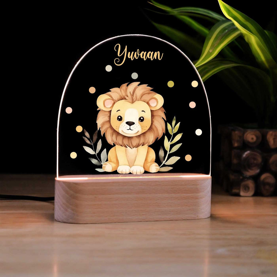 Personalized Lion Theme Acrylic LED Table Lamp For Kids
