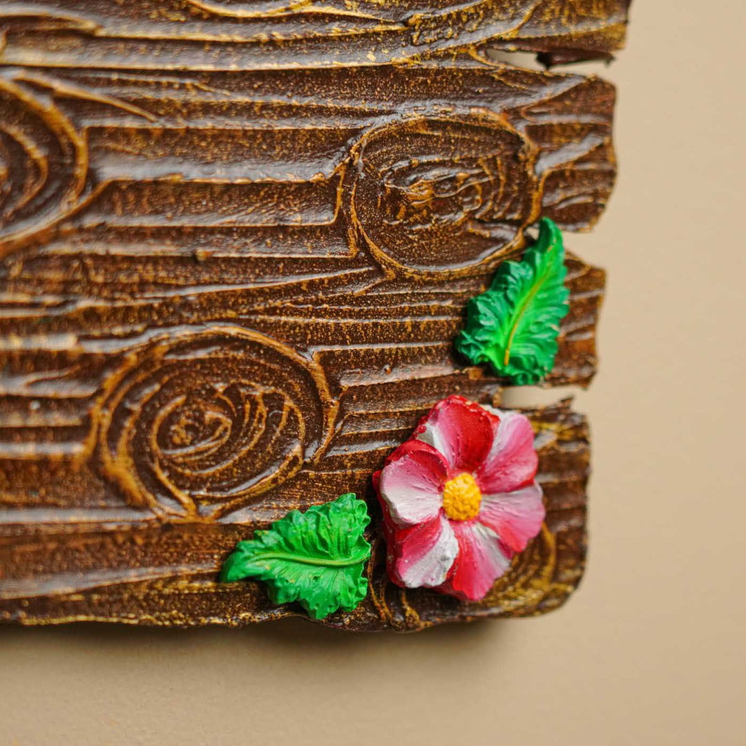Personalized Ganesha Theme Mdf Wood Name Plate - Close-up of Decorative Corner Detail