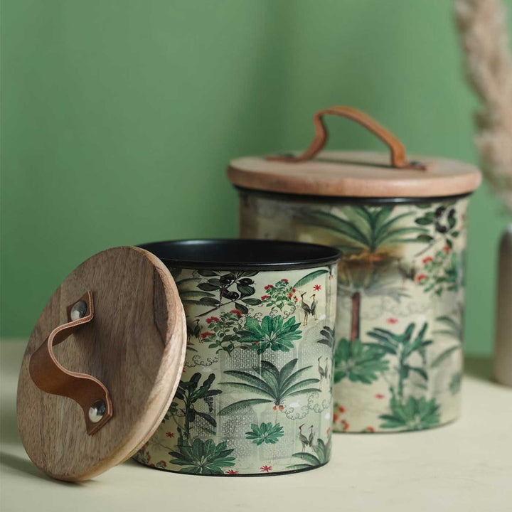 5 inch | Handmade Green Iron Cookie Jar Wax Scented Candle With Wooden Lid