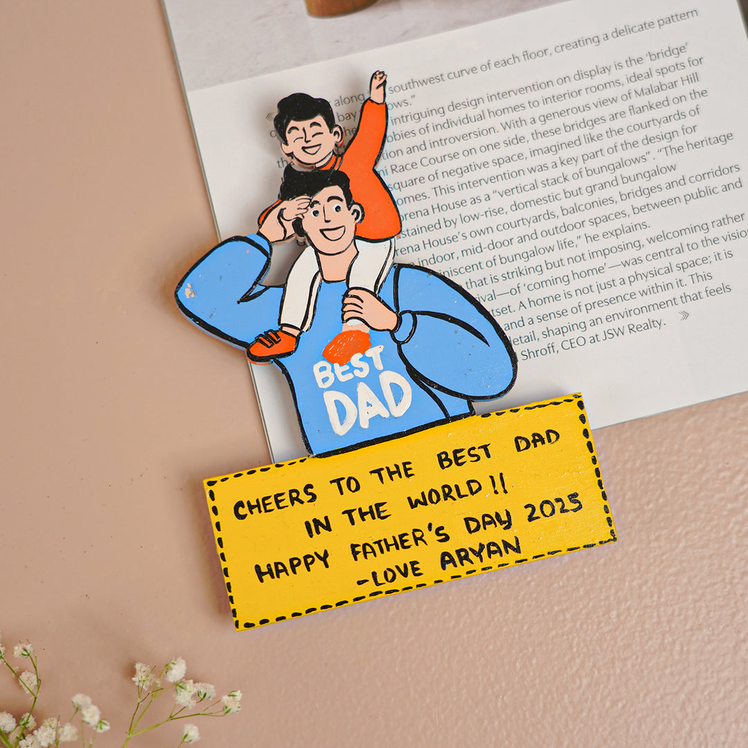 Personalized Caricature Cutout MDF Wood Fridge Magnet For Fathers