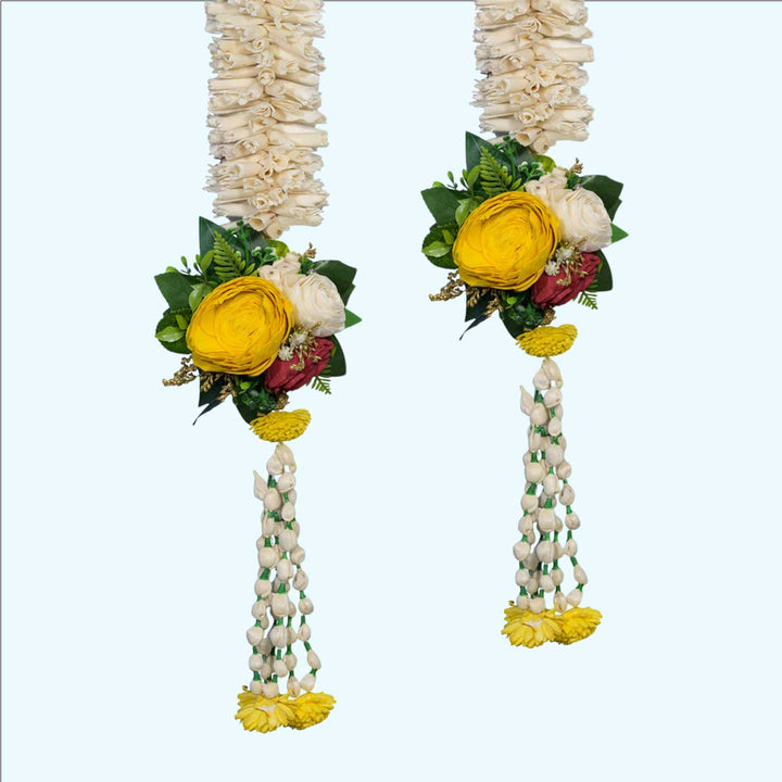 75 In | Handmade Sukanya White & Yellow Shola Flower Toran