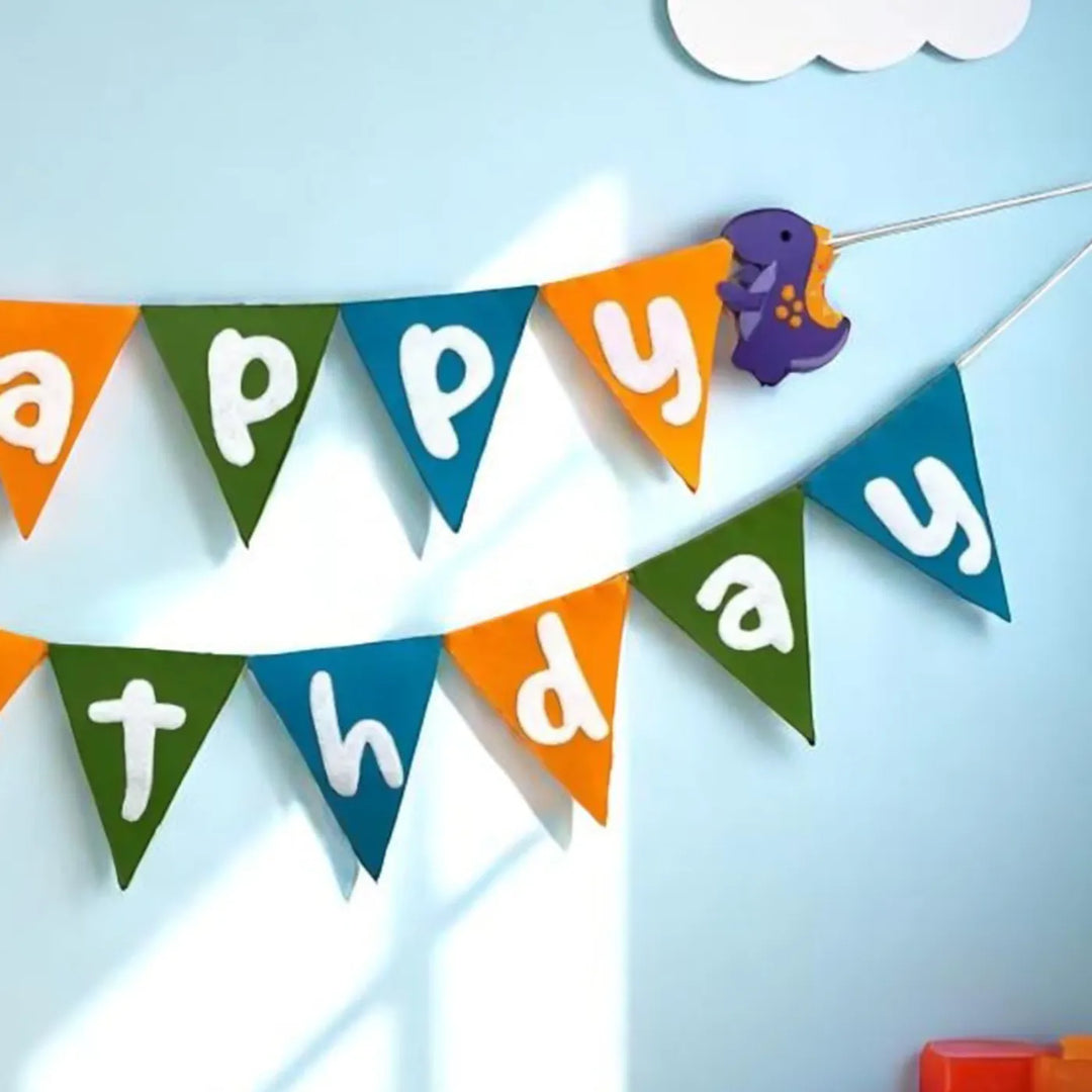 Handmade Dinosaur Theme Felt Happy Birthday Bunting