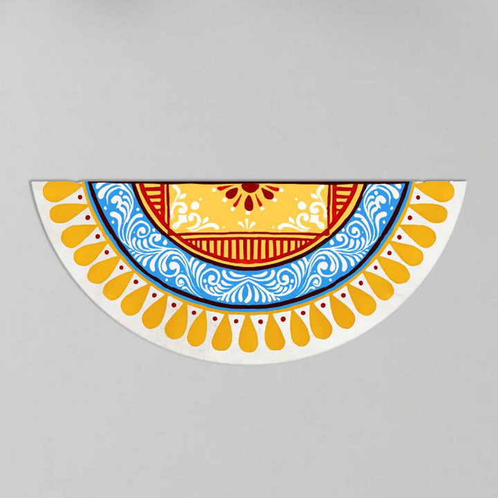 1.8 Ft Foldable Fabric Reusable Rangoli Mat | Handmade Saanjh Semicircle Kolam | Canvas, Anti-skid, Water-resistant