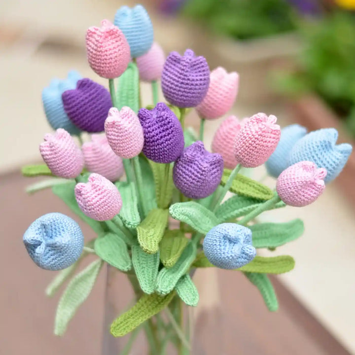 Handmade Crochet Tulips Cotton Flower Stick | Pack Of 1