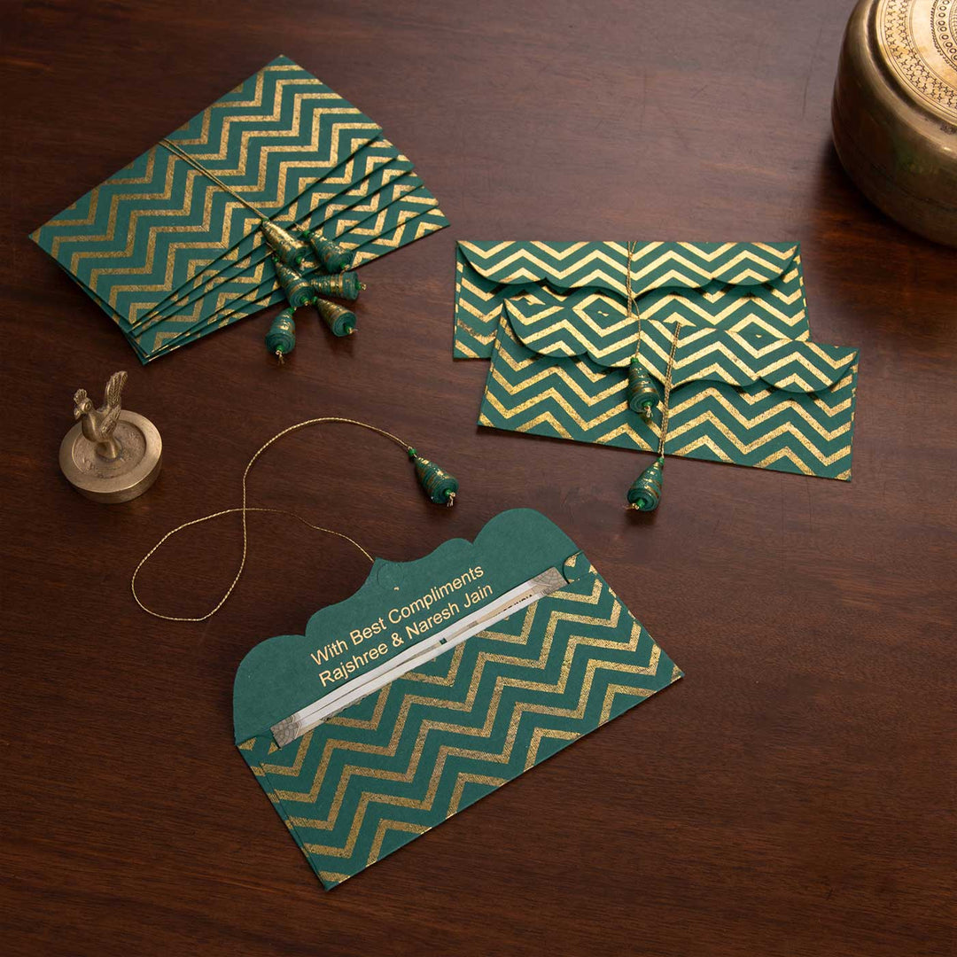 Personalized Handmade Zig Zag Paper Envelopes | Set Of 10