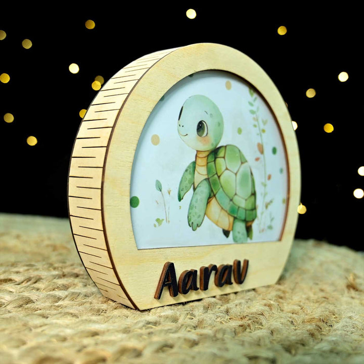 Personalized Turtle Theme Wooden Table Lamp For Kids With 3D Letters