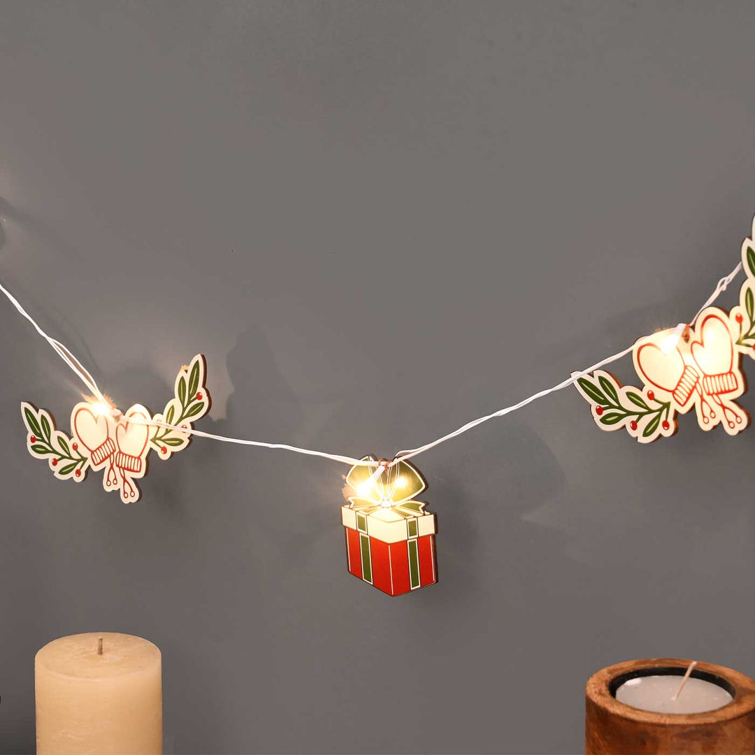 3 m, 14 Bulbs | Decorative Pine Wood Gift & Gloves LED Fairy Light