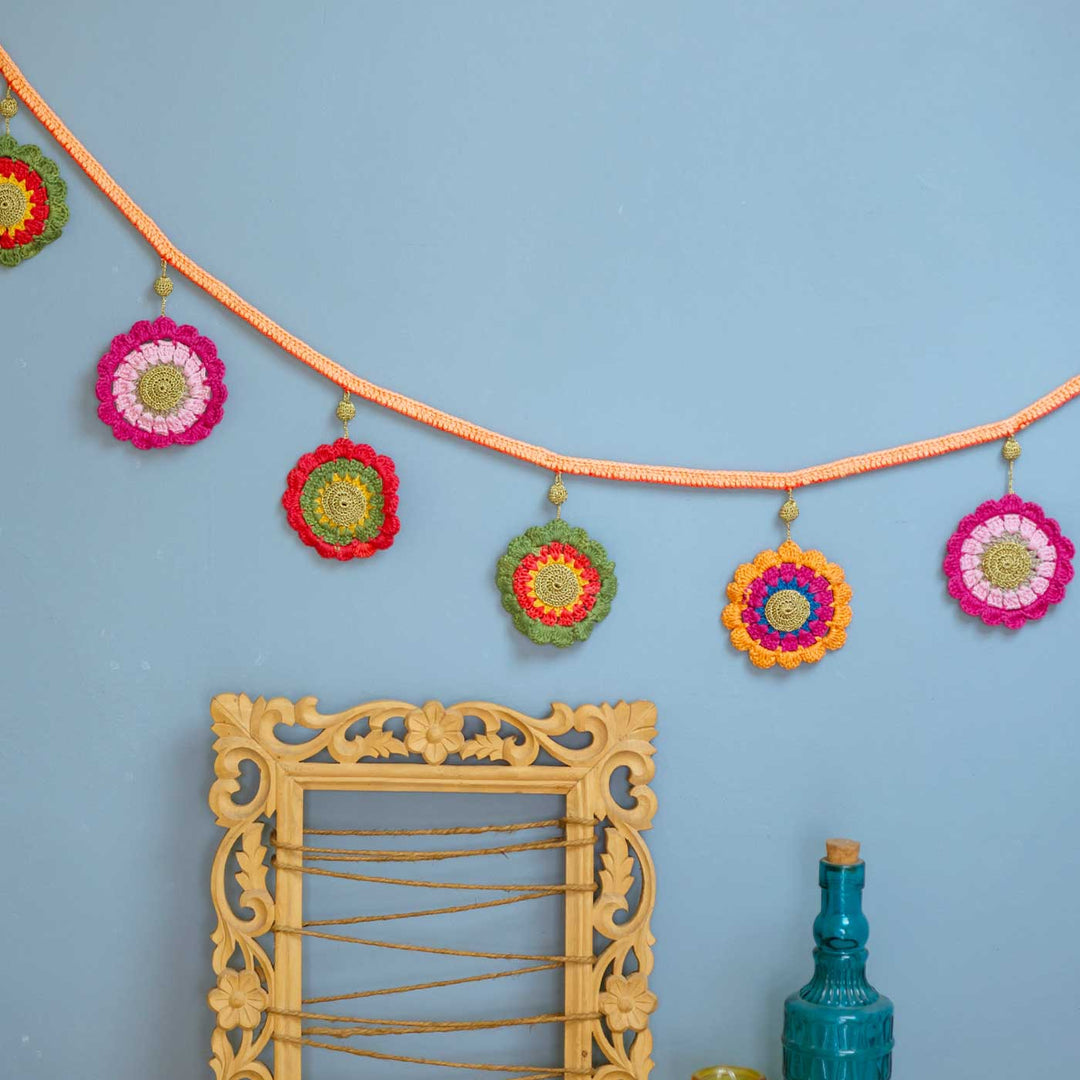 63 In | Handmade Crochet Phulwari Cotton Toran