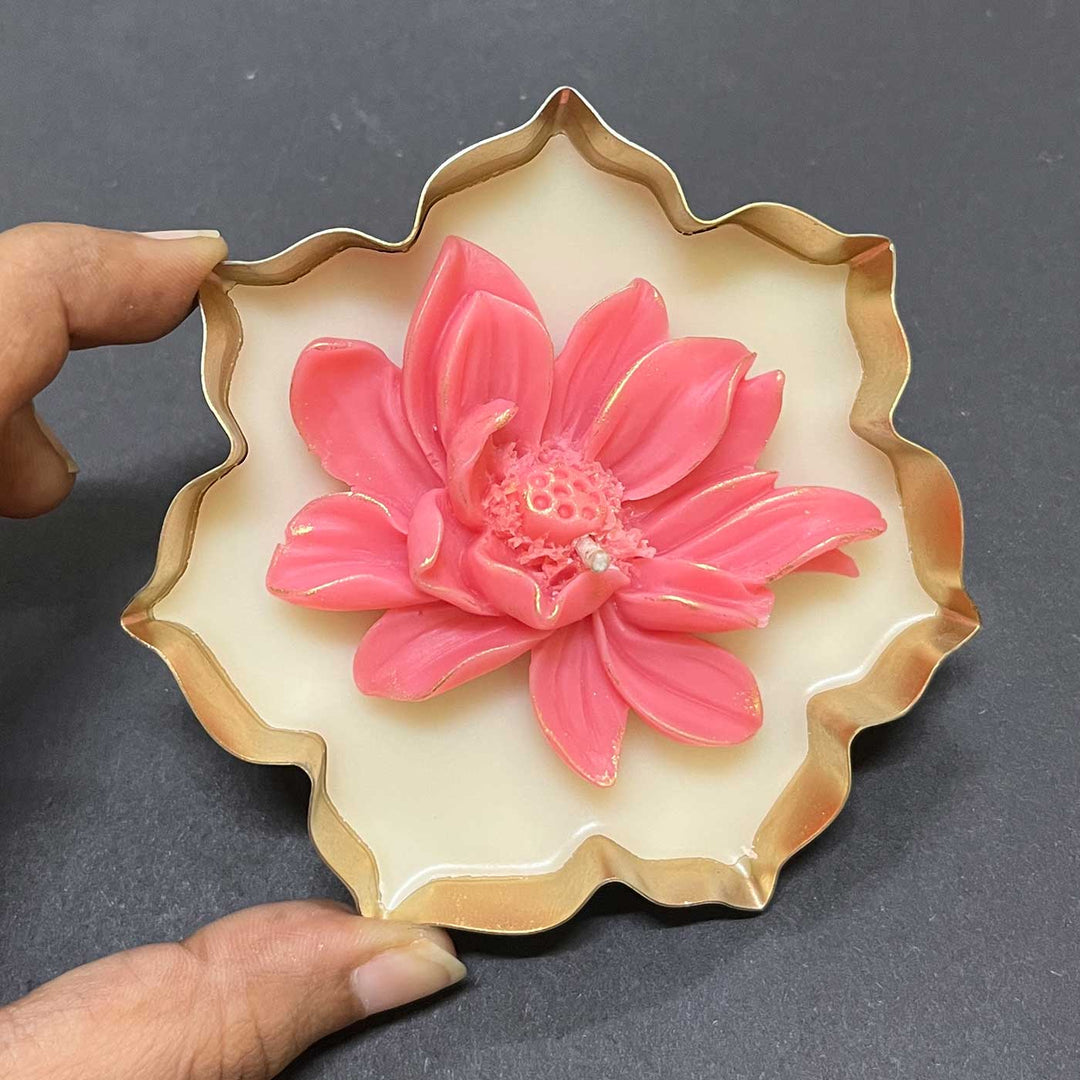 5 Pc | Lotus Iron Urli Soy Wax Candle With Jasmine Fragrance