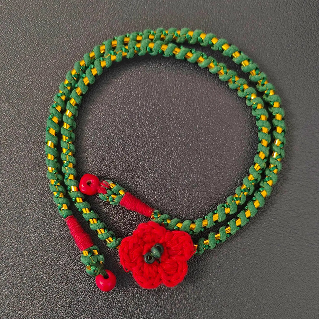 Handmade Crochet Flower Rakhi With Roli Chawal