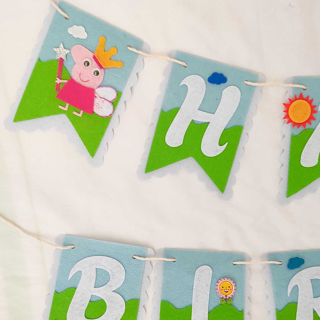 Handmade Peppa Pig Theme Felt Happy Birthday Banner