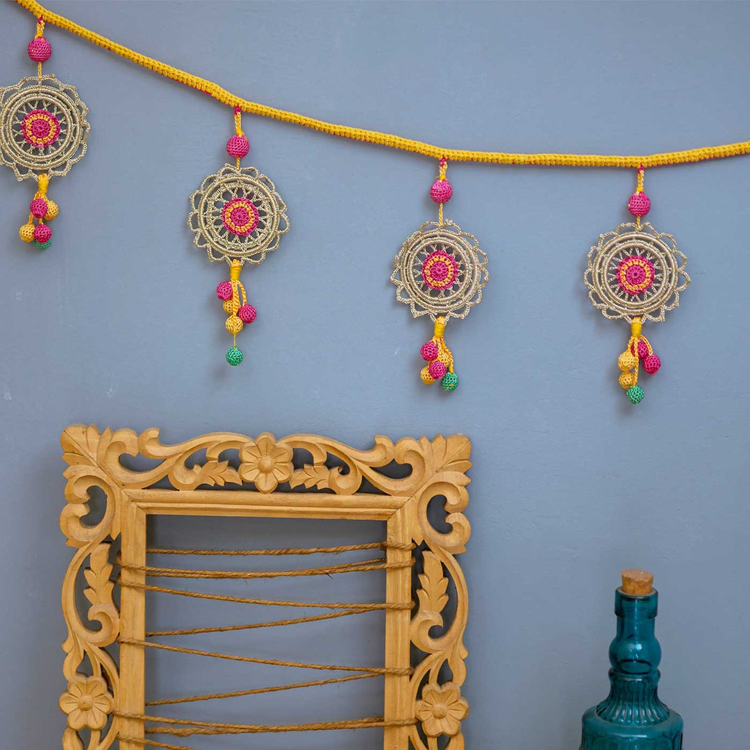 63 In | Handmade Crochet Mandala Cotton Toran