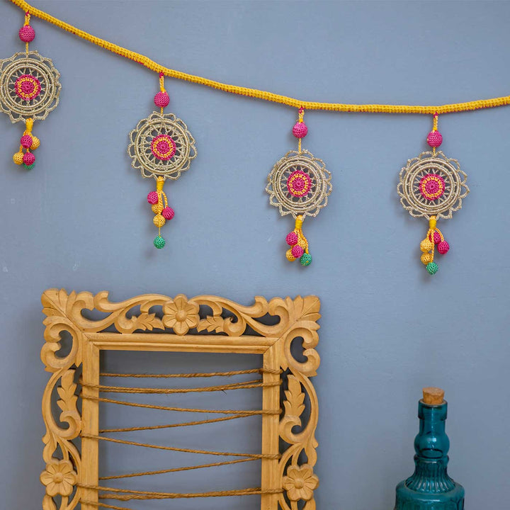 63 In | Handmade Crochet Mandala Cotton Toran