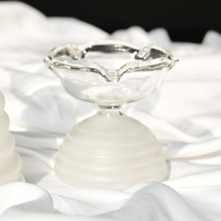 Handmade Clear Frosted Small Borosilicate Glass Oil Lamp / Diya | 2.2 inch