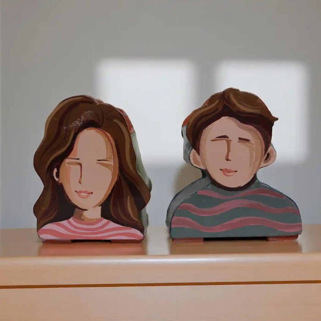 Customized Hand-Painted Lady Caricature Theme Terracotta Planter