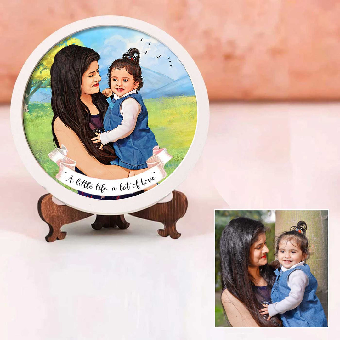 Photo Caricature Name Plate With Stand Copy 1 - Front View with Display Stand