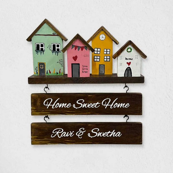 Personalized Pastel Miniature House Wooden Name Plate