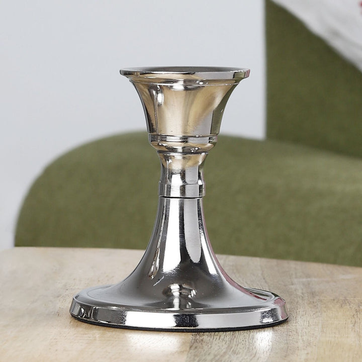 Handmade Nickel Plated Taper Candle Holder | Set Of 2