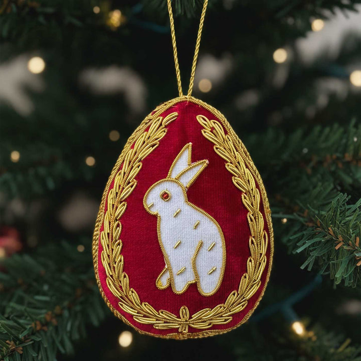 Easter Bunny Cotton Premium Zardozi Ornament