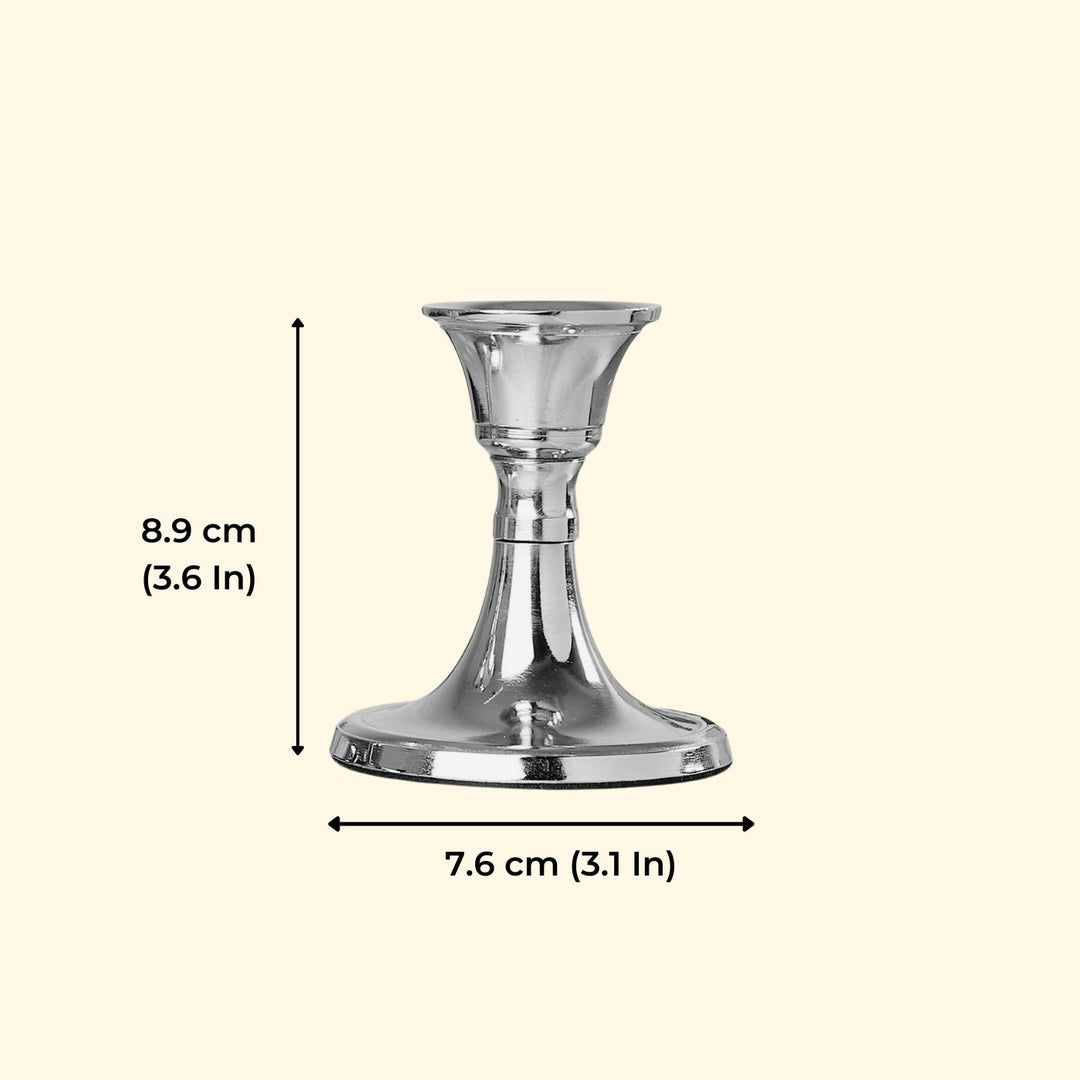 Handmade Nickel Plated Taper Candle Holder | Set Of 2