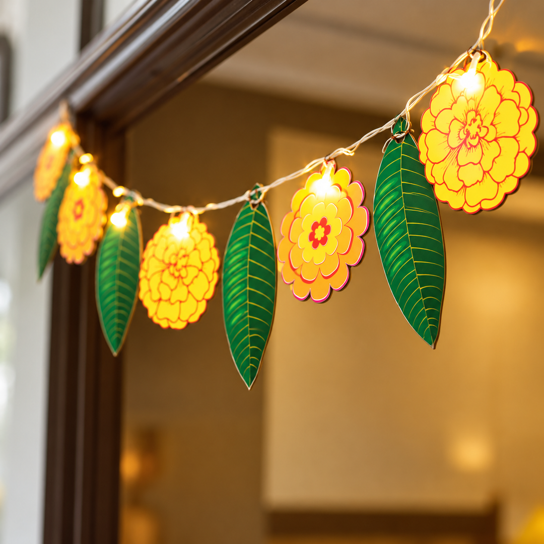118 In | Festive Printed Birch Wood Toran with Lights