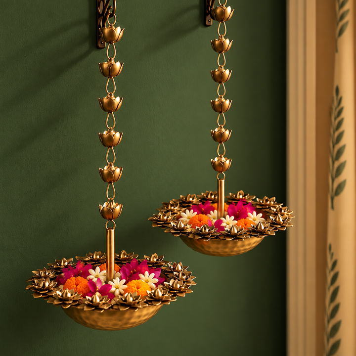 Handmade Hanging Rose Urli | Set of 2