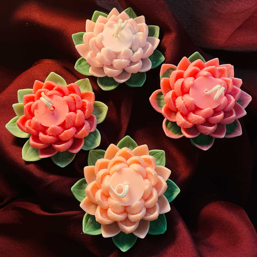 Handmade Kamal Phool Design Soy Wax Scented Candle