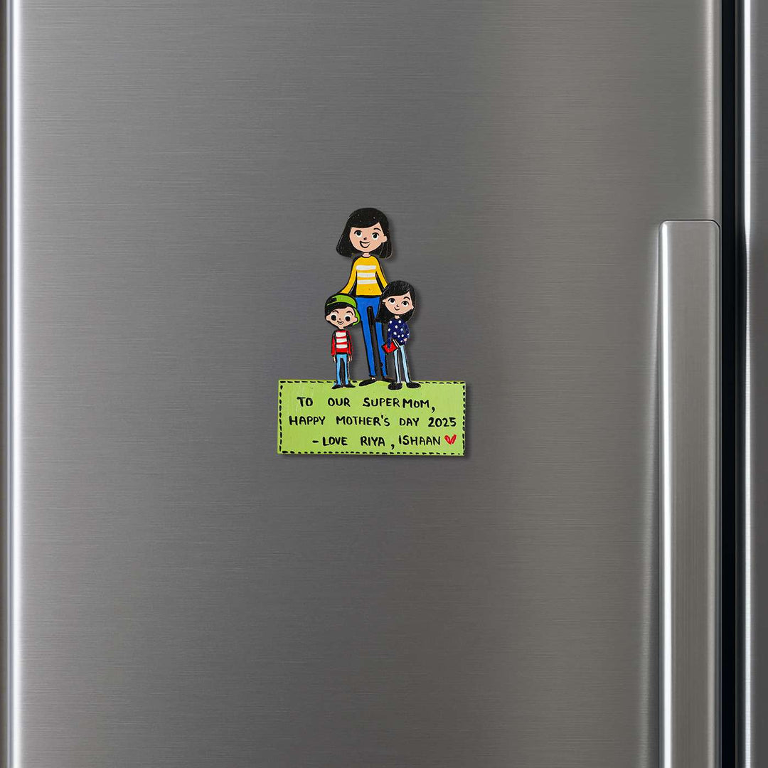 Personalized Caricature Cutout MDF Wood Fridge Magnet For Mothers