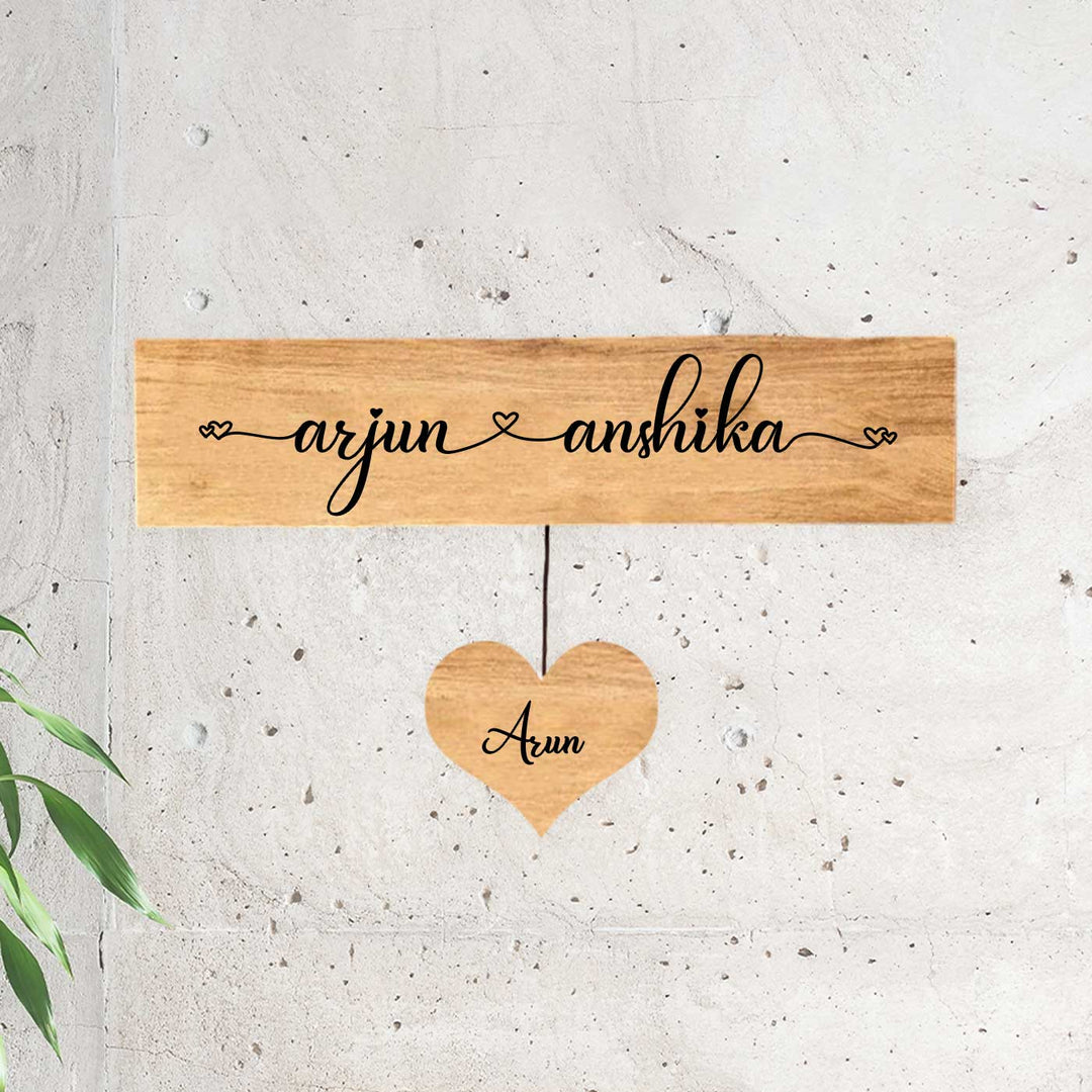 Minimalist 3D Name Plate For Couples 1 - Front View with Name Personalization