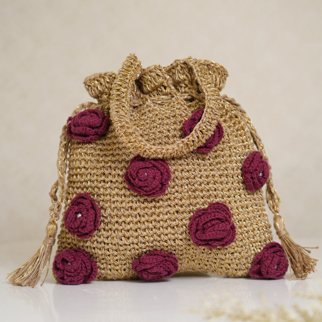 Handmade Crochet Twilight Rosette Potli