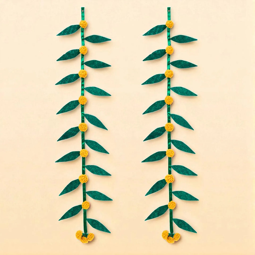 Marigold & Leaf Eco-Friendly Handmade Woven Bamboo Hanging | 45 Inch x 2 Inch | Set Of 2