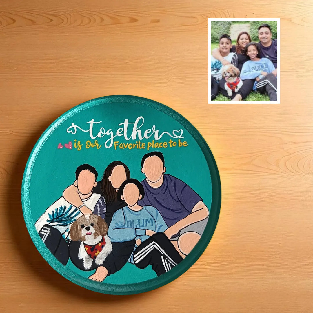 Photo Personalized Hand-Painted Family Theme MDF Wood Nameplate