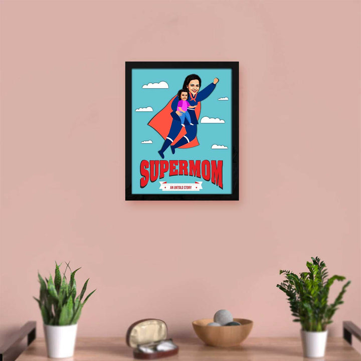 Photo Personalized Supermom Theme Framed Decorative Plaque For Mothers