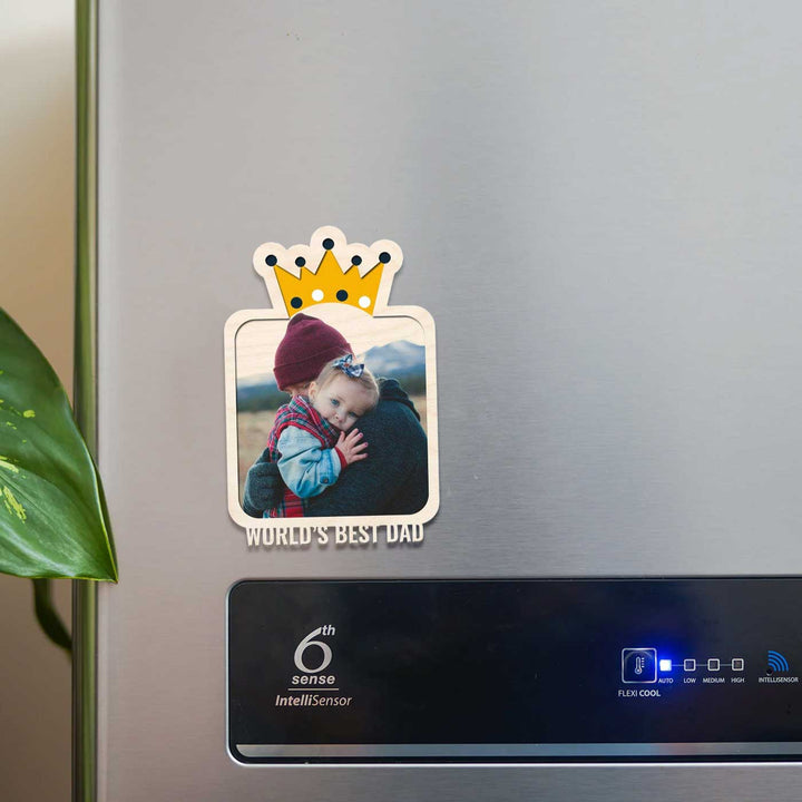 Photo Personalized Printed "World's Best Dad" Wooden Fridge Magnet