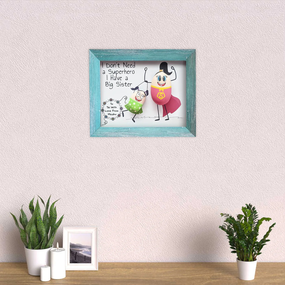 Personalized Pebble Art "Big Sister Love" Wooden Decorative Plaque For Siblings