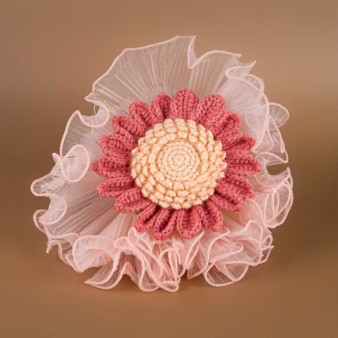 Handmade Crochet Sunflower Bouquet With Lights | Includes Photo & Greeting Card